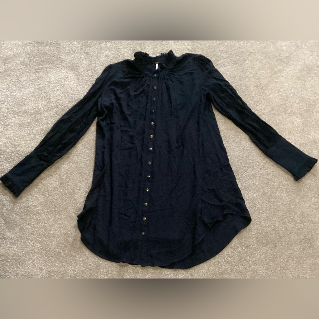 Free People Black Button Down Mini Dress Size Small